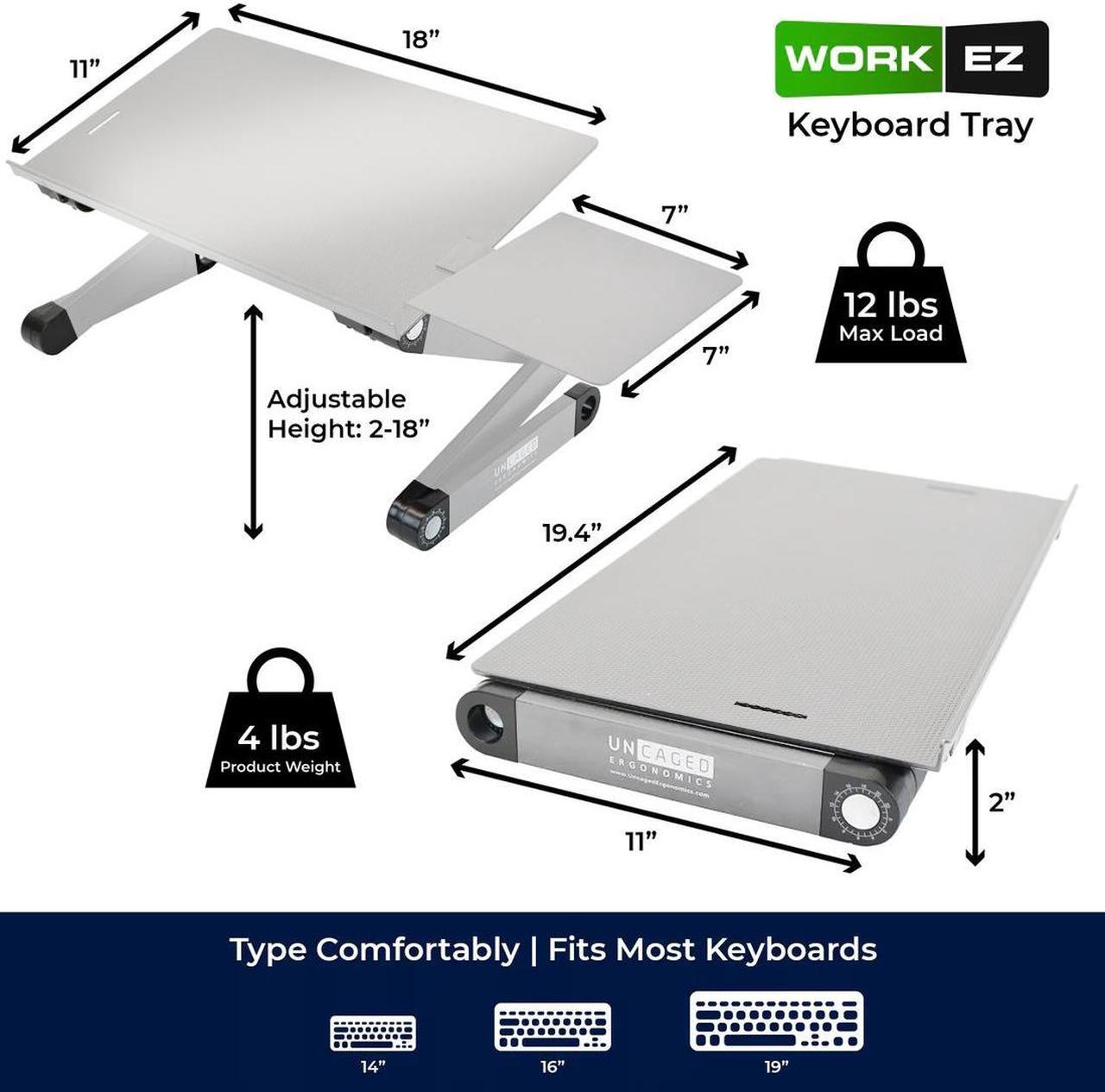 Alt view image 4 of 14 - WorkEZ Adjustable Keyboard Stand for Desktop Computer Keyboard Riser for desk Keyboard and Mouse Riser for Standing Adjustable Keyboard and Mouse Stand aluminum ergonomic keyboard tray keyboard shelf
