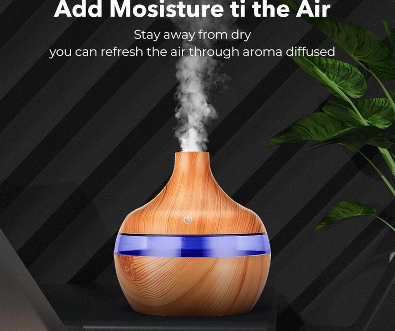 Electric Humidifier Essential Aroma Oil Diffuser Ultrasonic Wood Grain Air Humidifier USB Mini Mist Maker LED Light For