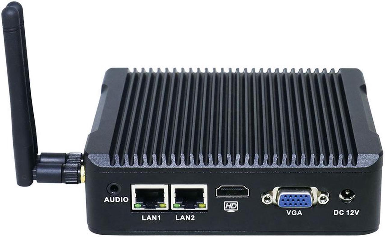 Mini PC 2 LAN Port Intel Quad Core J1900 CPU 2.0GHz Fanless Computer for Windows 7 8 10 OS embedded 1*VGA 1*HD-MI 4G RAM 32G SSD