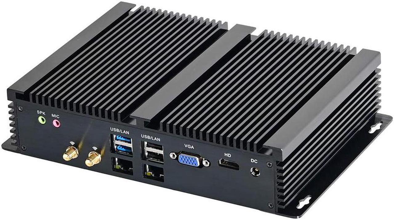 Partaker Fanless Industrial Computer, IPC, Desktop PC, Windows 10 Pro/Linux Ubuntu, Intel Core I5 8250U, GPIO, Watchdog, 2*intel i211, 6*COM RS232 RS422 RS485, 8GB Ram 128GB SSD