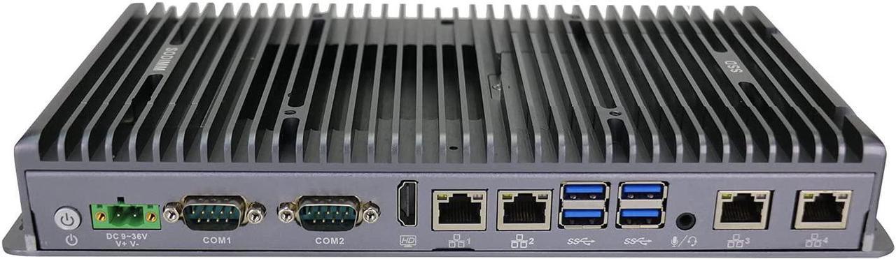 Partaker Fanless Mini PC, Industrial Computer, IPC, Windows 11 or Linux Ubuntu, I7 10810U, PA-3046, TPM2.0, 9-36V, Watchdog, WOL, 4G Supported, 4 x LAN, 4 x COM, 32GB DDR4 1TB SSD - OEM