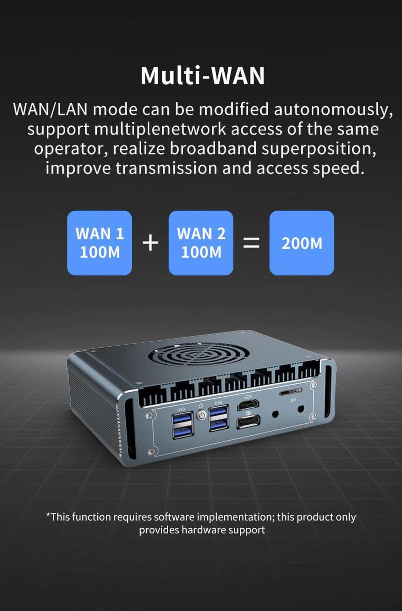 Alt view image 6 of 7 - Mini PC, Micro Firewall Appliance, VPN, Router PC, Intel Core i3 1115G4, 4 x Intel 2.5GbE I225-V LAN, AES-NI, Silent Fan, HD, DP, SIM Slot, Partaker H7-A, pfSense OPNsense, 8GB RAM 128GB SSD