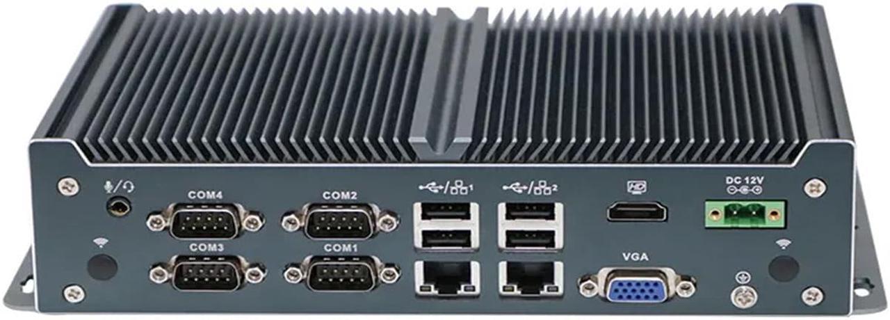 Fanless Industrial PC, Mini Computer, Intel Celeron J1900, Windows 10 or Linux Ubuntu, VGA, HDMI, 2 x LAN, 6 x COM RS232, 1 x GPIO, 6 x USB2.0, 2 x USB3.0, 4G RAM, 128G SSD