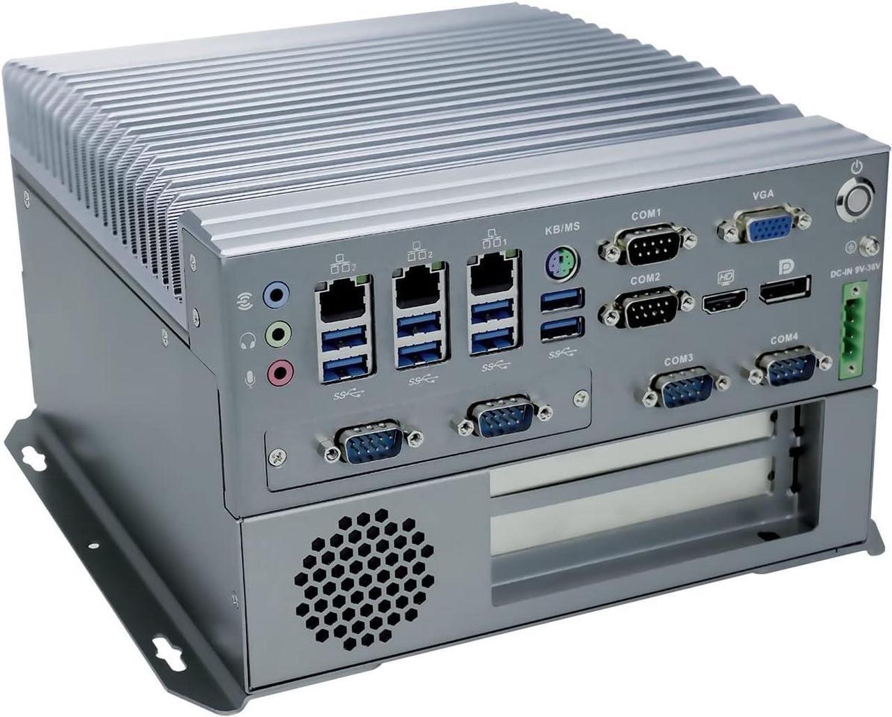 Partaker Fanless Industrial Computer, Mini PC, IPC, I3 6100T, Windows 11, I16B, Intel Q170, DP, VGA, HDMI, 3 x LAN, 6 x COM, 3 x LAN, PCIE X16 Slot, PCI Slot, DC Phoenix, 9 to 36V, 8G RAM, 256G SSD - OEM