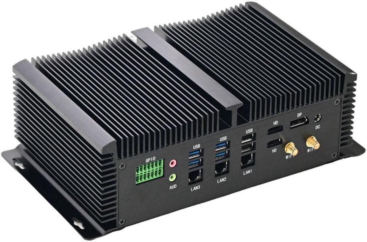 Partaker Fanless Mini PC, Industrial Computer, IPC, Windows 11 or Linux Ubuntu, I5 1235U, I6, 8 x COM, PS/2, 4 x USB3.0, 4 x USB2.0, GPIO, 3 x LAN, 2 x HDMI, 1 x DP, 32GB DDR5 512GB SSD