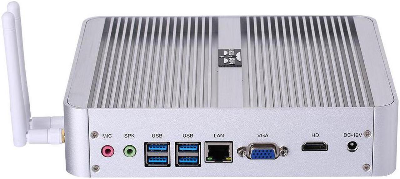 Partaker Fanless Mini PC, Desktop Computer, HTPC, Intel Core i5 1235U 12th Gen 10 Cores CPU, 8G RAM 256G SSD Windows 11 Pro, VGA, HDMI, LAN, 4 x USB3.0, 4 x USB2.0, Kodi Box - OEM