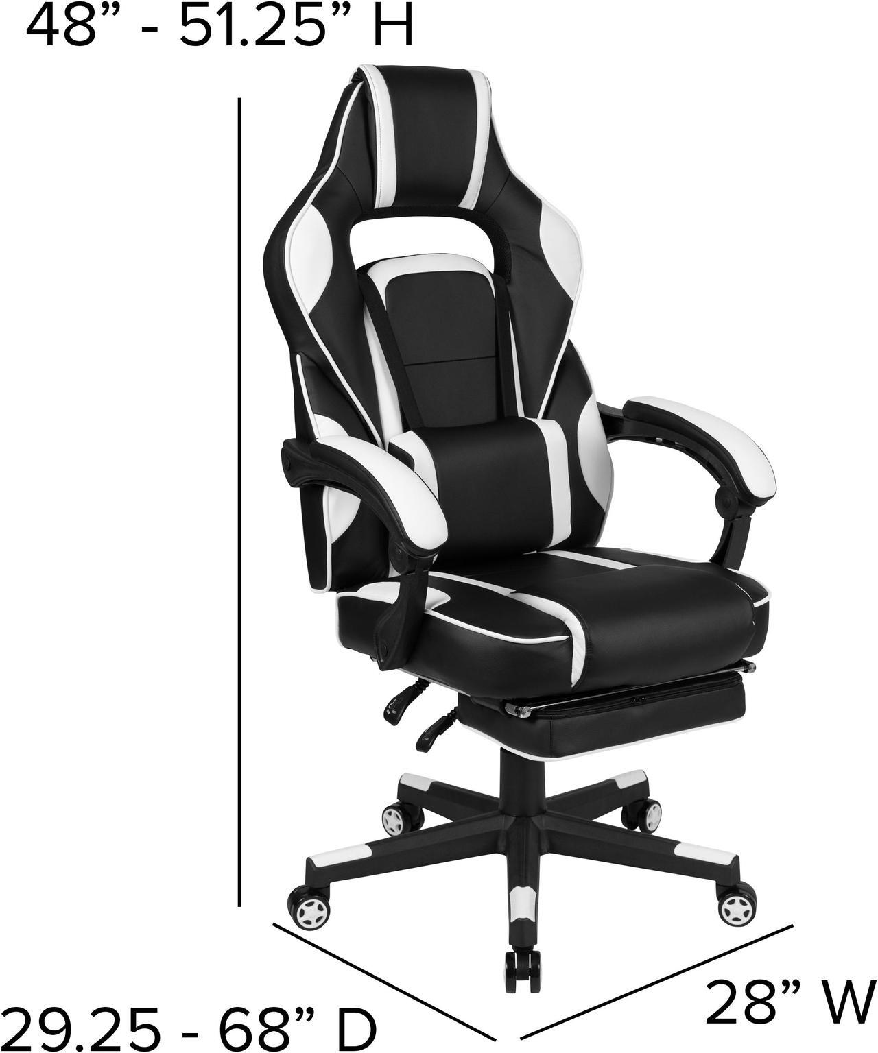 Alt view image 5 of 20 - X40 Gaming Chair Racing Ergonomic Computer Chair with Fully Reclining Back/Arms, Slide-Out Footrest, Massaging Lumbar - White