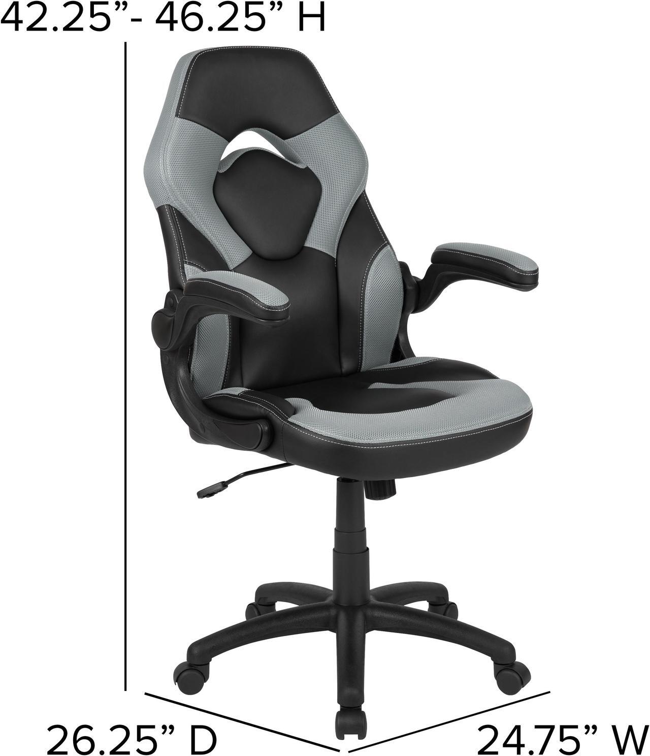Alt view image 6 of 20 - Black Gaming Desk and Gray/Black Racing Chair Set with Cup Holder, Headphone Hook, and Monitor/Smartphone Stand