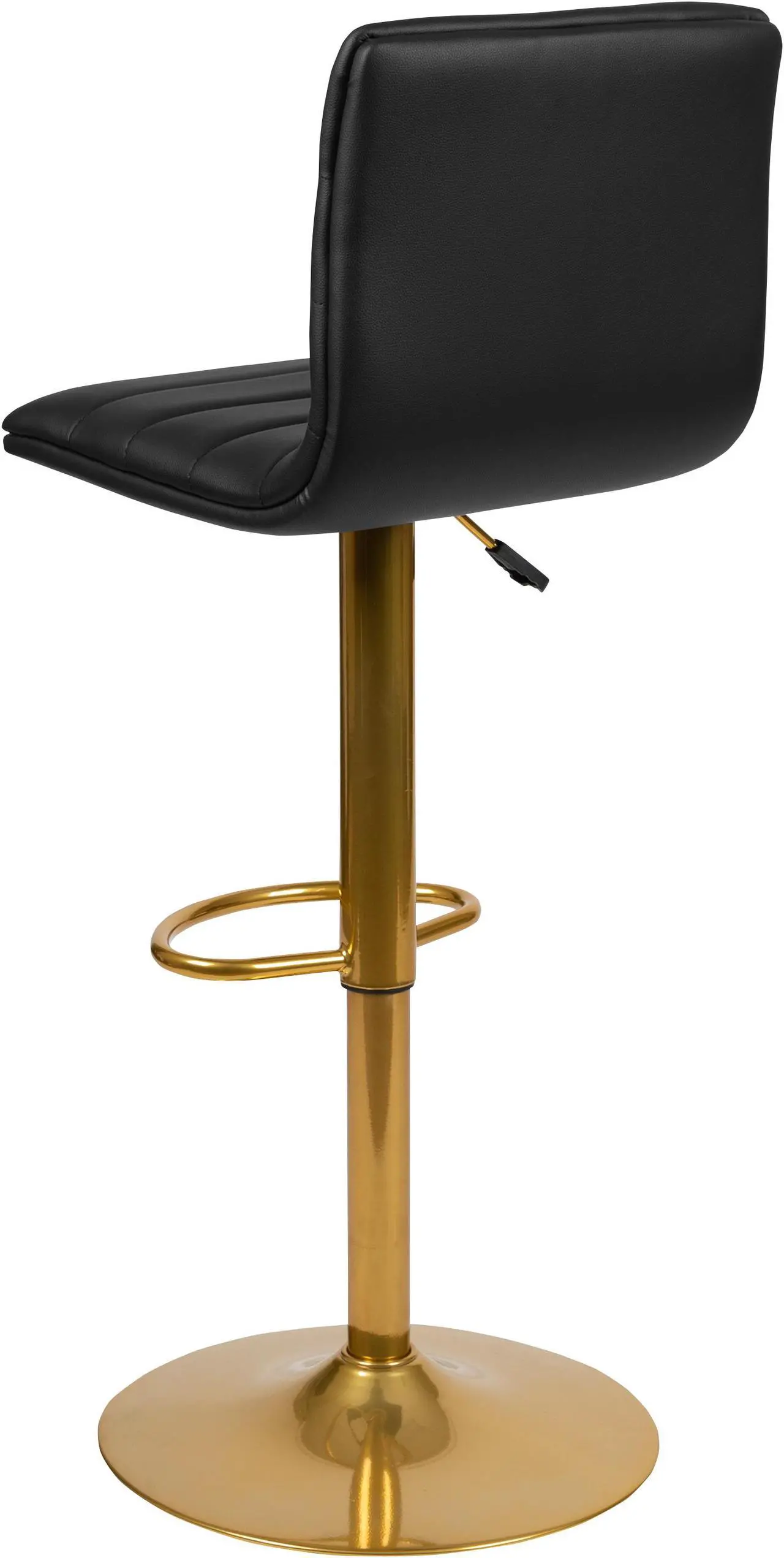 Alt view image 7 of 20 - Modern Black Vinyl Adjustable Bar Stool with Back, Counter Height Swivel Stool with Gold Pedestal Base, Set of 2