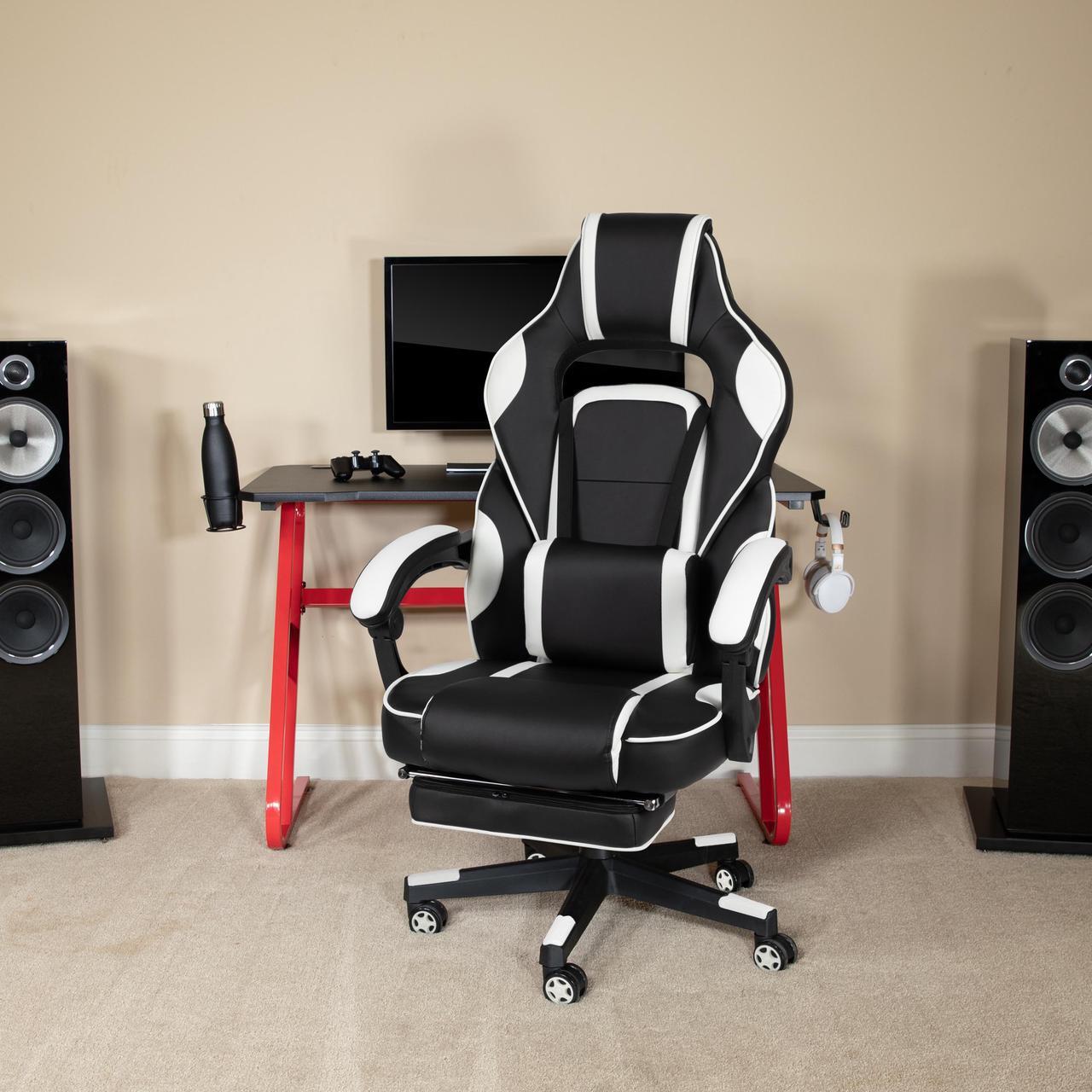 Main image of X40 Gaming Chair Racing Ergonomic Computer Chair with Fully Reclining Back/Arms, Slide-Out Footrest, Massaging Lumbar - White
