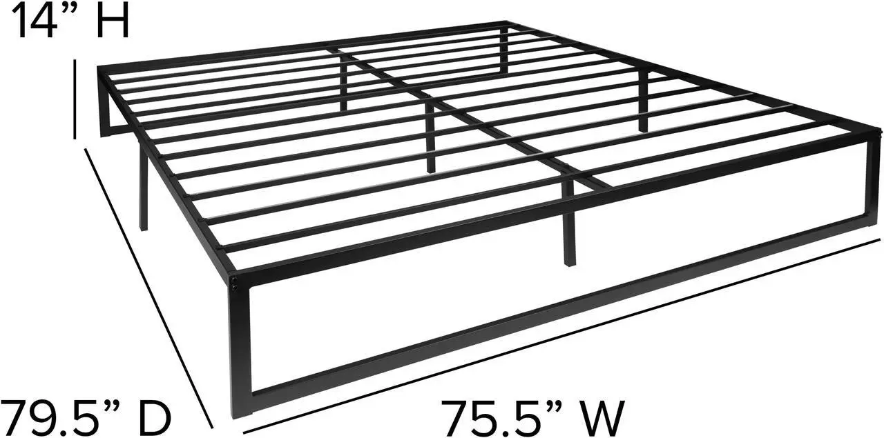 Alt view image 6 of 20 - 14 Inch Metal Platform Bed Frame with 10 Inch Pocket Spring Mattress in a Box (No Box Spring Required) - King