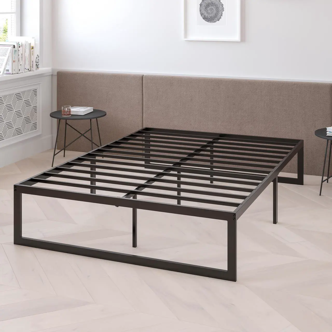 Alt view image 7 of 20 - 14 Inch Metal Platform Bed Frame with 10 Inch Pocket Spring Mattress in a Box (No Box Spring Required) - King