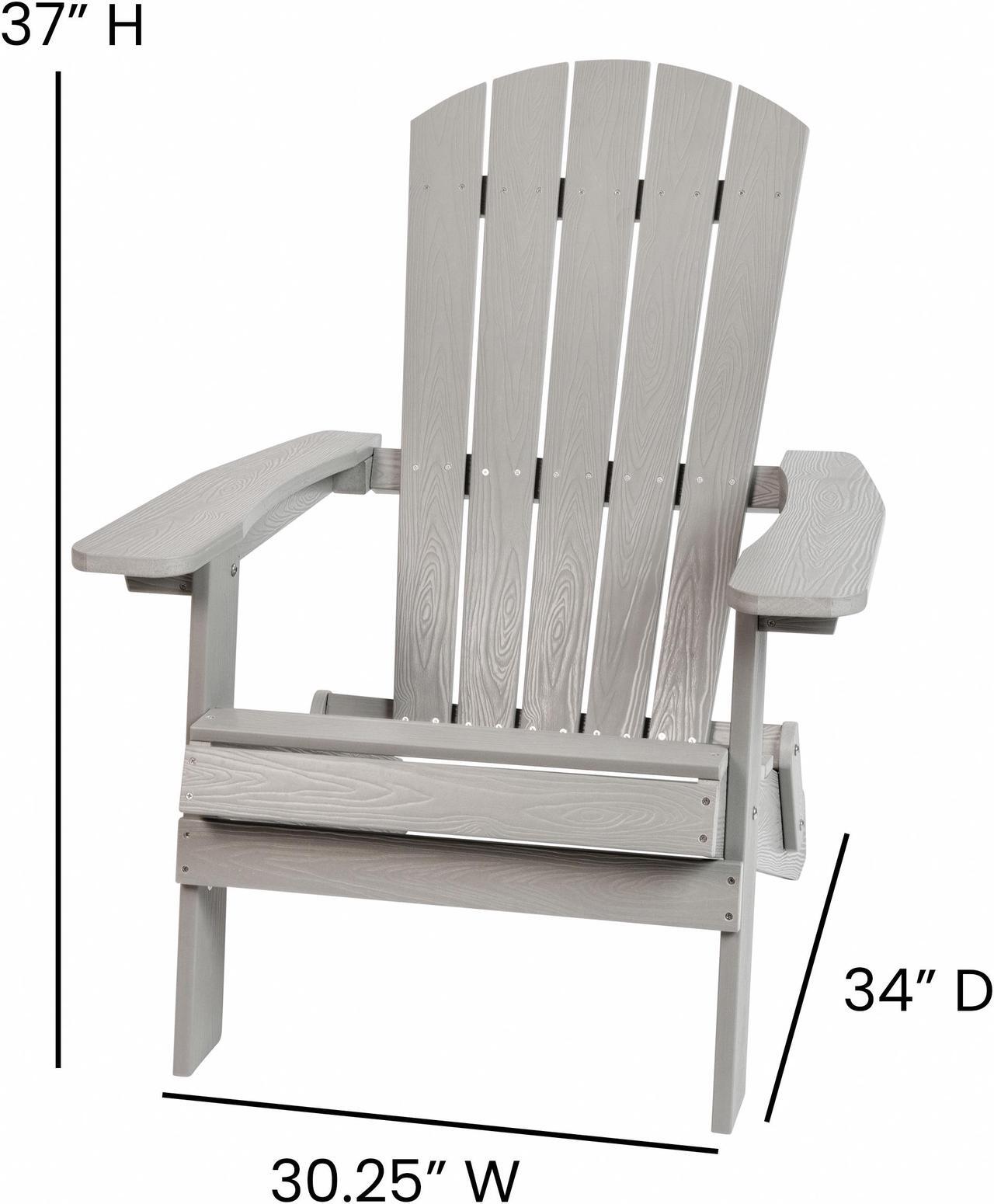 Alt view image 5 of 20 - Charlestown All-Weather Poly Resin Indoor/Outdoor Folding Adirondack Chair in Gray