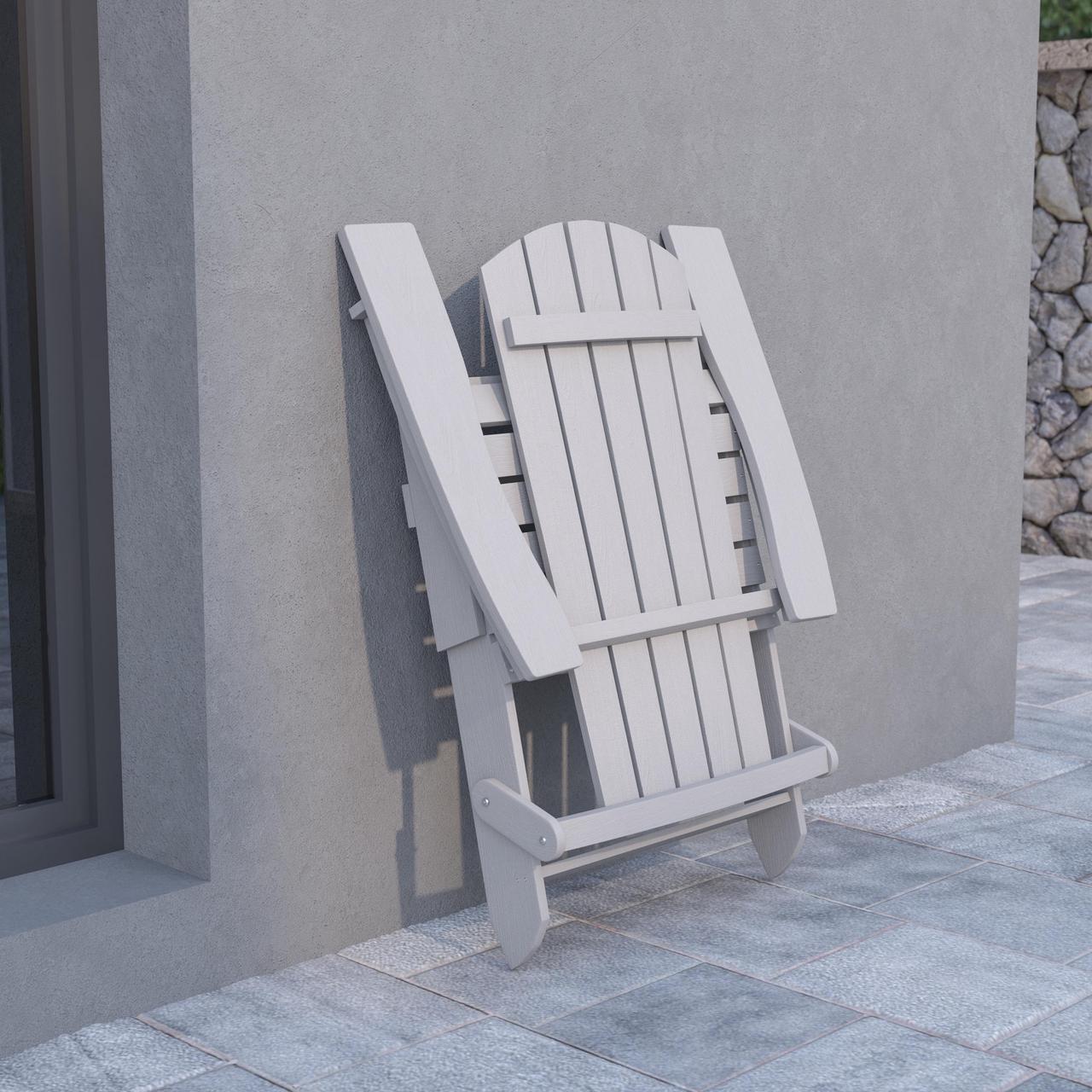 Alt view image 3 of 20 - Charlestown All-Weather Poly Resin Indoor/Outdoor Folding Adirondack Chair in Gray