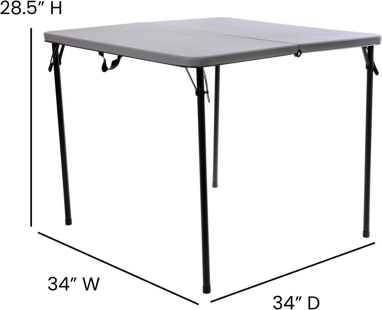 Alt view image 6 of 20 - 2.83-Foot Square Bi-Fold Gray Plastic Folding Table with Carrying Handle