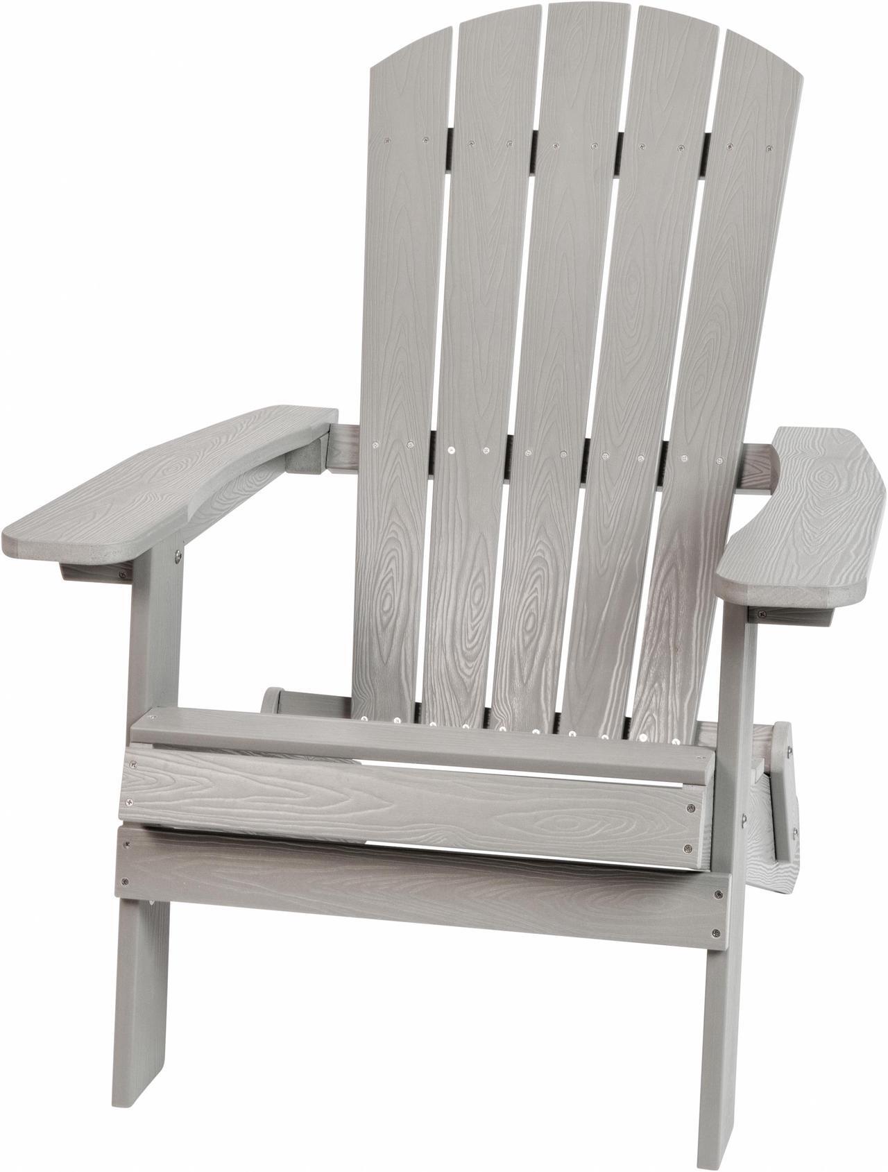 Alt view image 2 of 20 - Charlestown All-Weather Poly Resin Indoor/Outdoor Folding Adirondack Chair in Gray