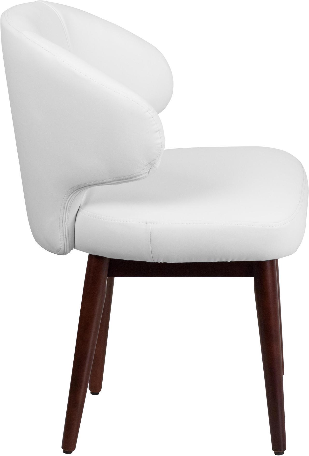 Main image of Comfort Back Series White LeatherSoft Side Reception Chair with Walnut Legs