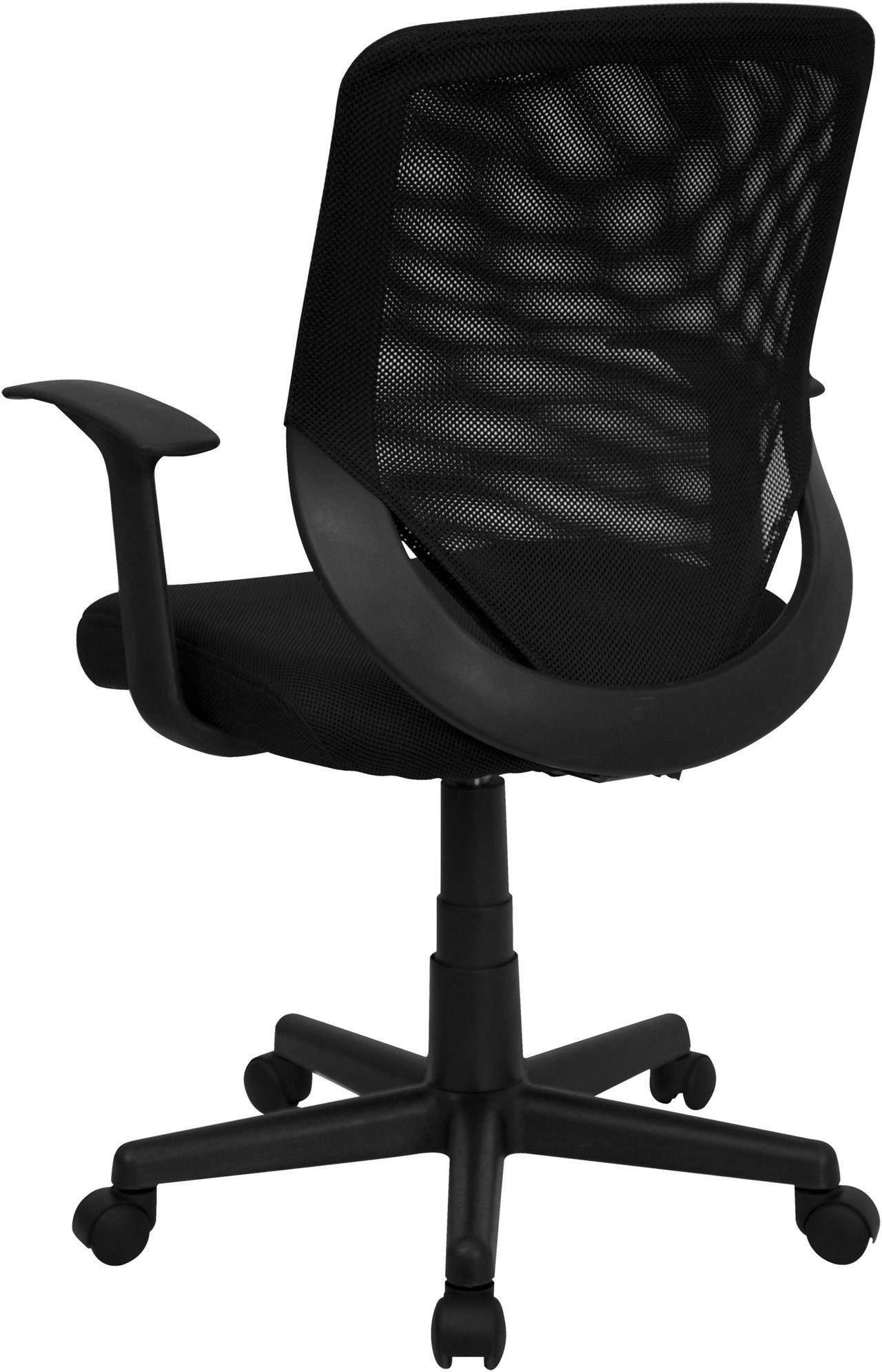 Main image of Mid-Back Black Mesh Tapered Back Swivel Task Chair with T-Arms