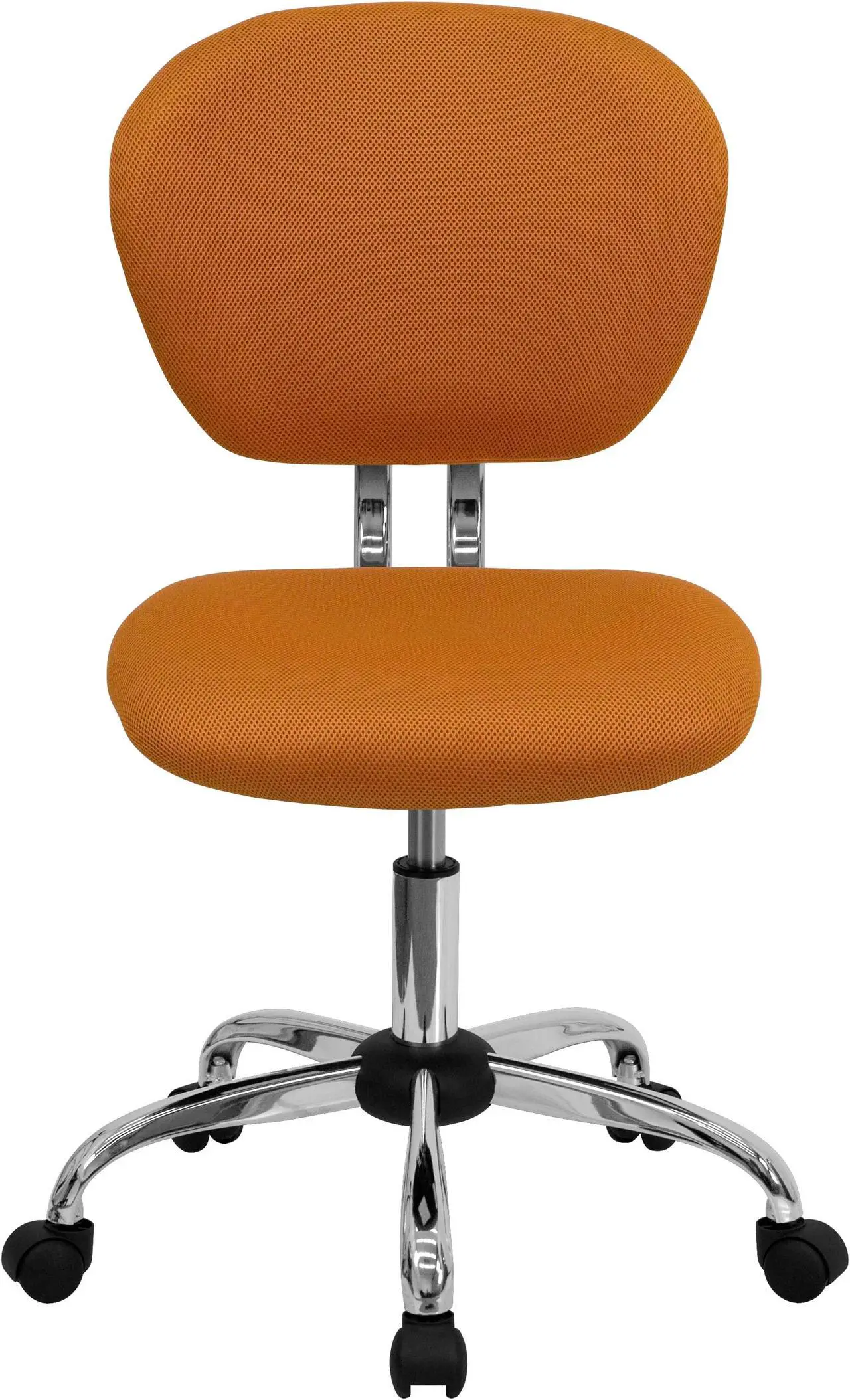Alt view image 4 of 20 - Mid-Back Orange Mesh Padded Swivel Task Office Chair with Chrome Base