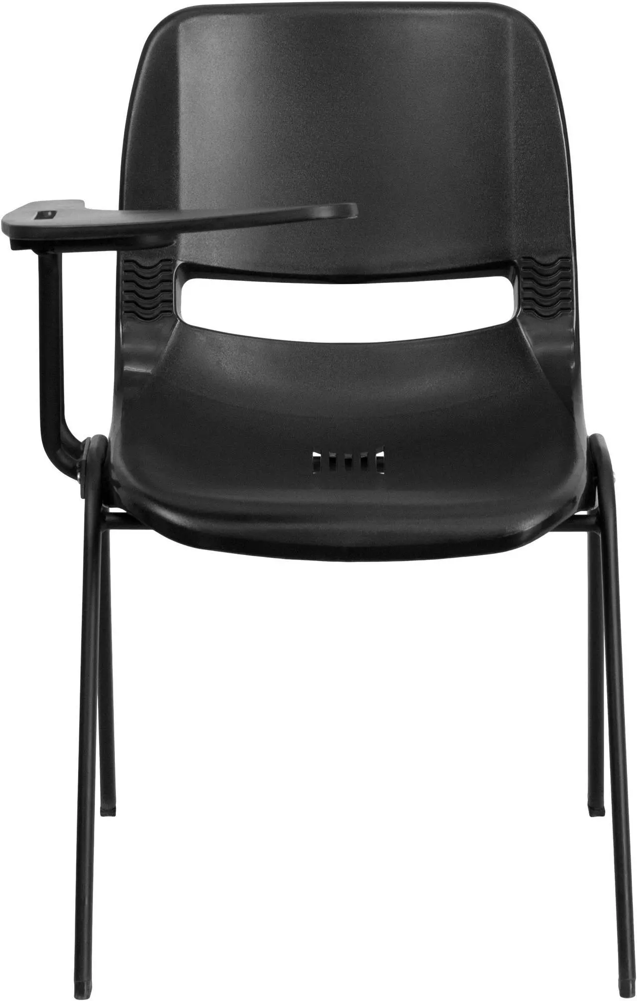 Alt view image 4 of 17 - Black Ergonomic Shell Chair with Right Handed Flip-Up Tablet Arm