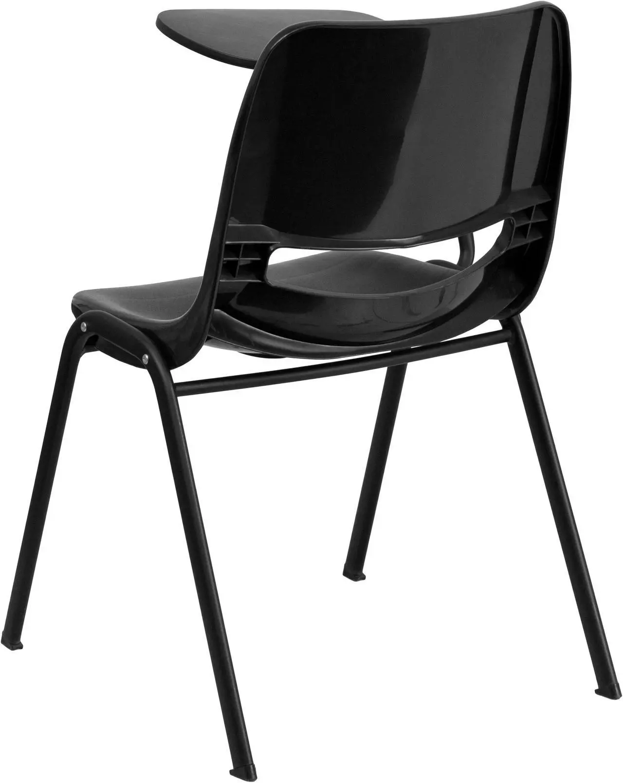 Alt view image 3 of 17 - Black Ergonomic Shell Chair with Right Handed Flip-Up Tablet Arm