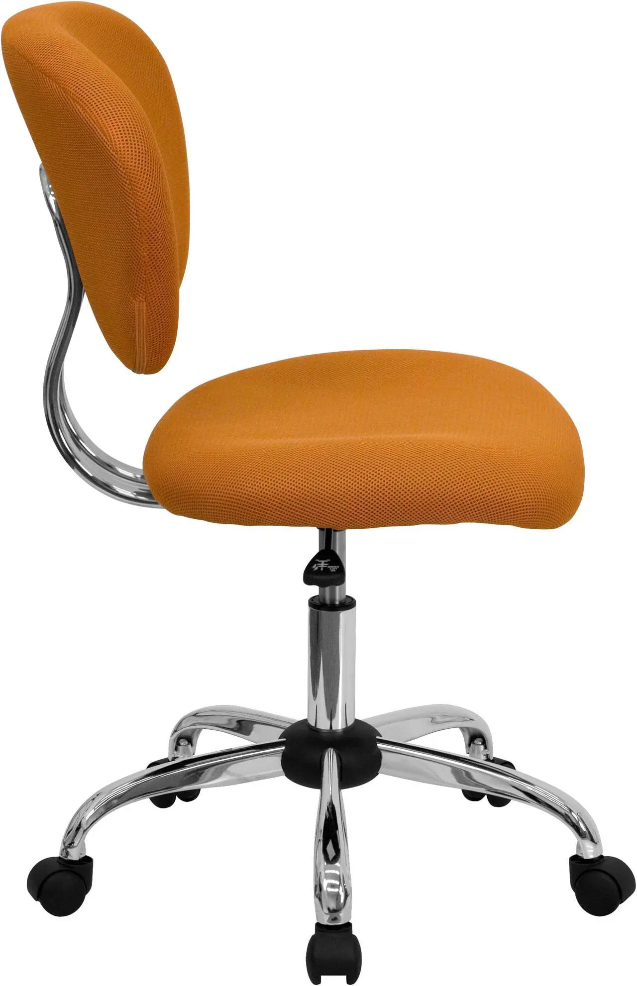 Alt view image 2 of 20 - Mid-Back Orange Mesh Padded Swivel Task Office Chair with Chrome Base