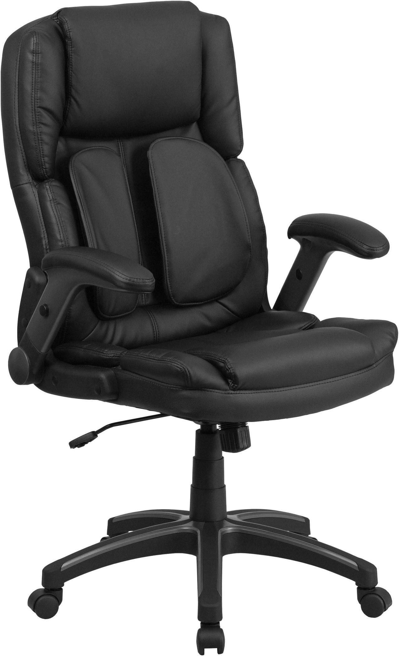 Main image of Extreme Comfort High Back Black LeatherSoft Executive Swivel Ergonomic Office Chair with Flip-Up Arms