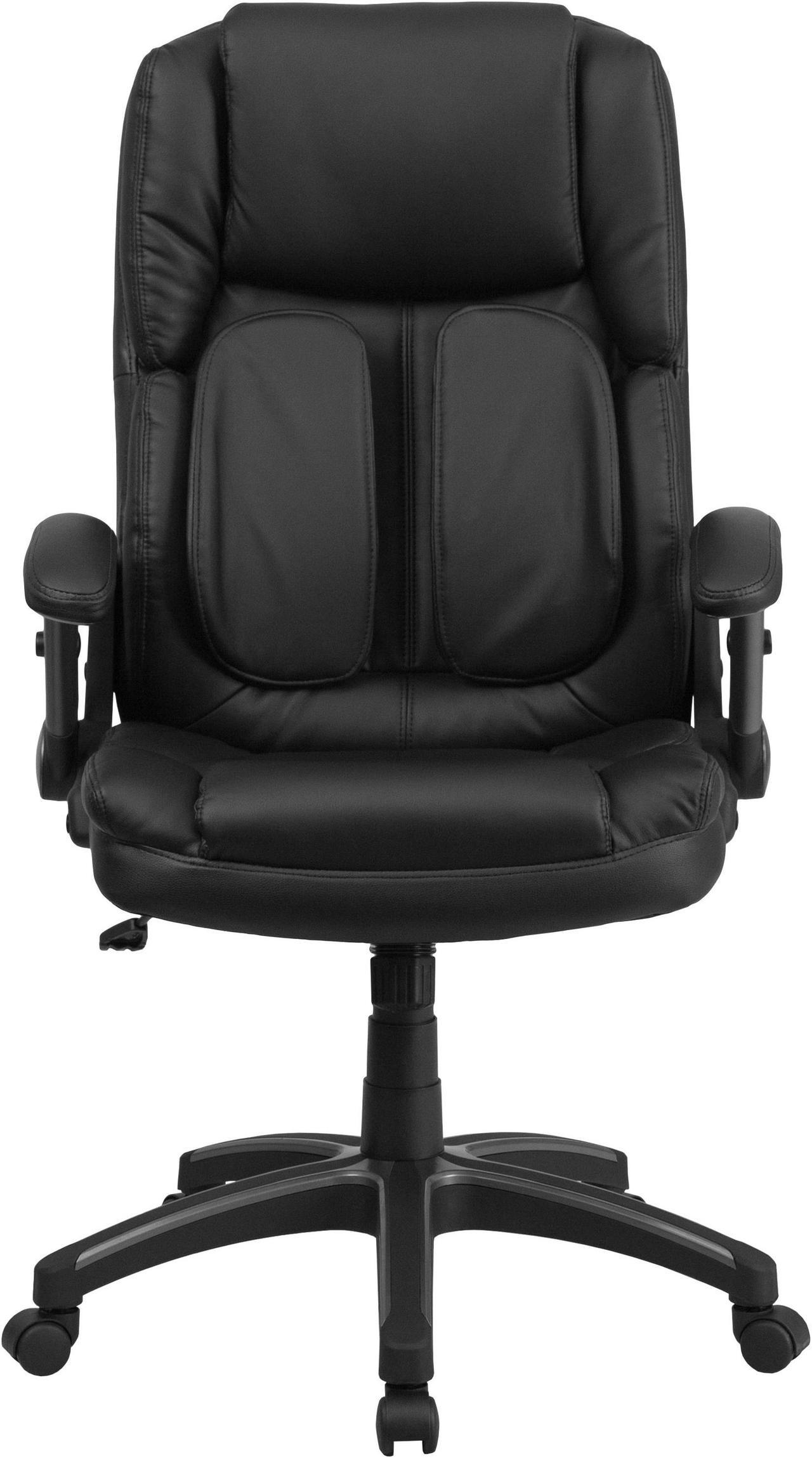 Alt view image 2 of 20 - Extreme Comfort High Back Black LeatherSoft Executive Swivel Ergonomic Office Chair with Flip-Up Arms