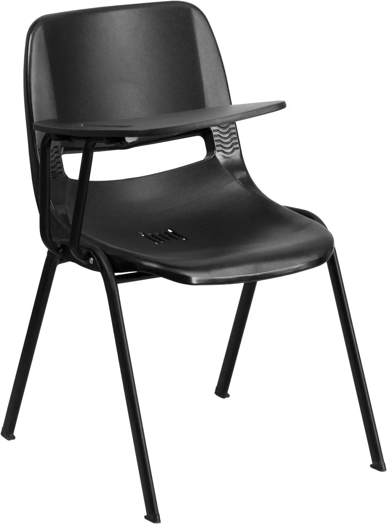 Main image of Black Ergonomic Shell Chair with Right Handed Flip-Up Tablet Arm