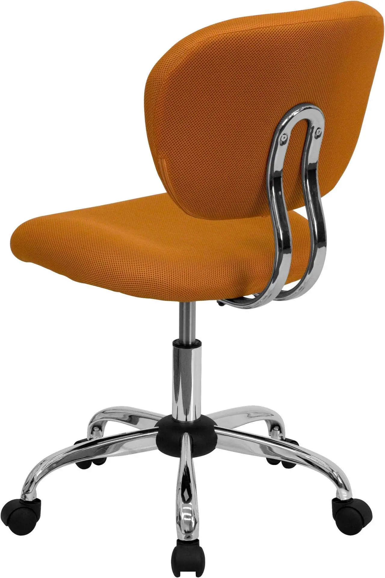 Alt view image 3 of 20 - Mid-Back Orange Mesh Padded Swivel Task Office Chair with Chrome Base
