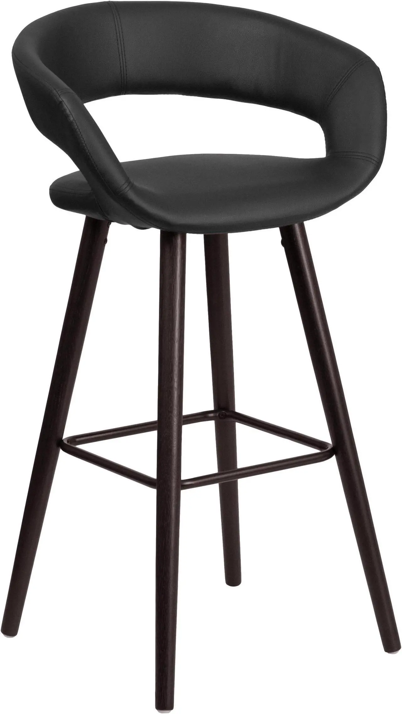 Main image of Brynn Series 29'' High Contemporary Cappuccino Wood Barstool in Black Vinyl