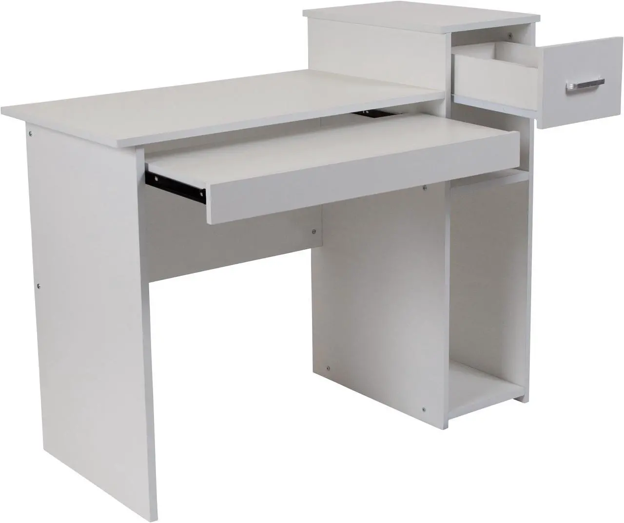 Alt view image 2 of 20 - Flash Furniture Highland Park White Computer Desk with Shelves and Drawer