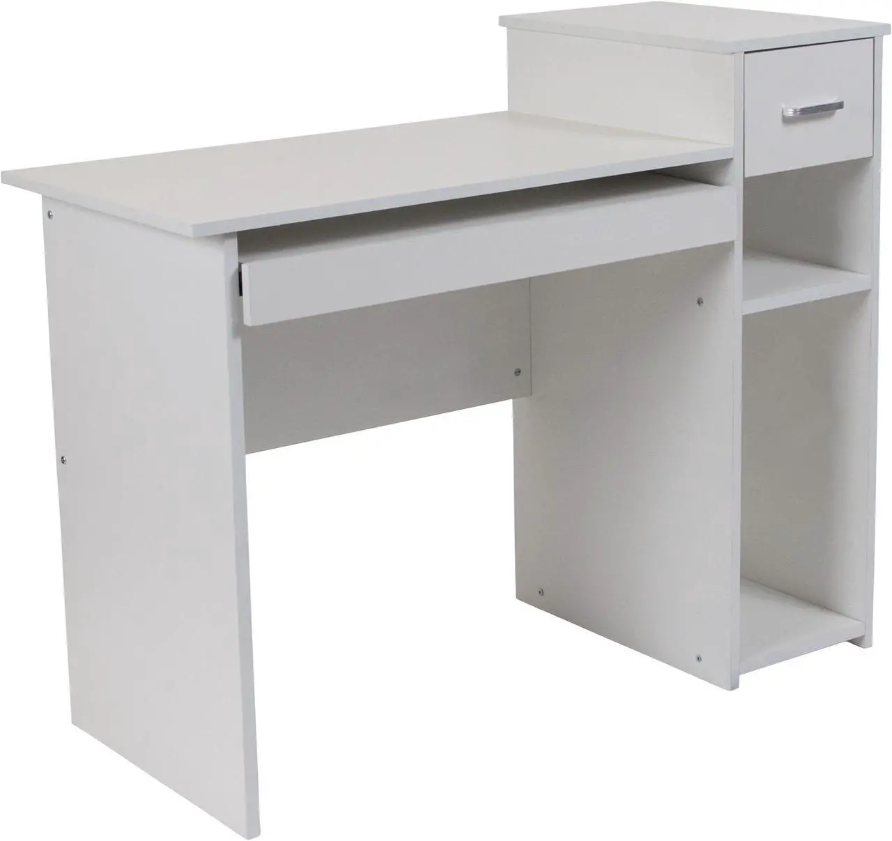 Main image of Flash Furniture Highland Park White Computer Desk with Shelves and Drawer