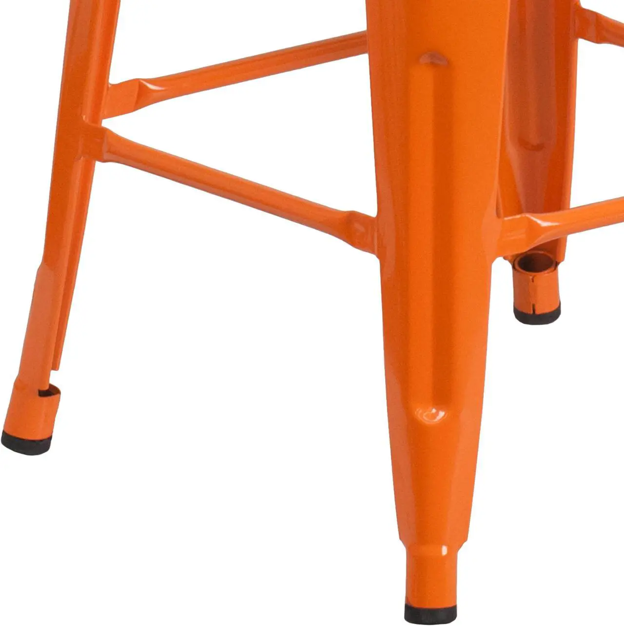 Alt view image 3 of 20 - 30" High Backless Orange Metal Barstool with Square Wood Seat