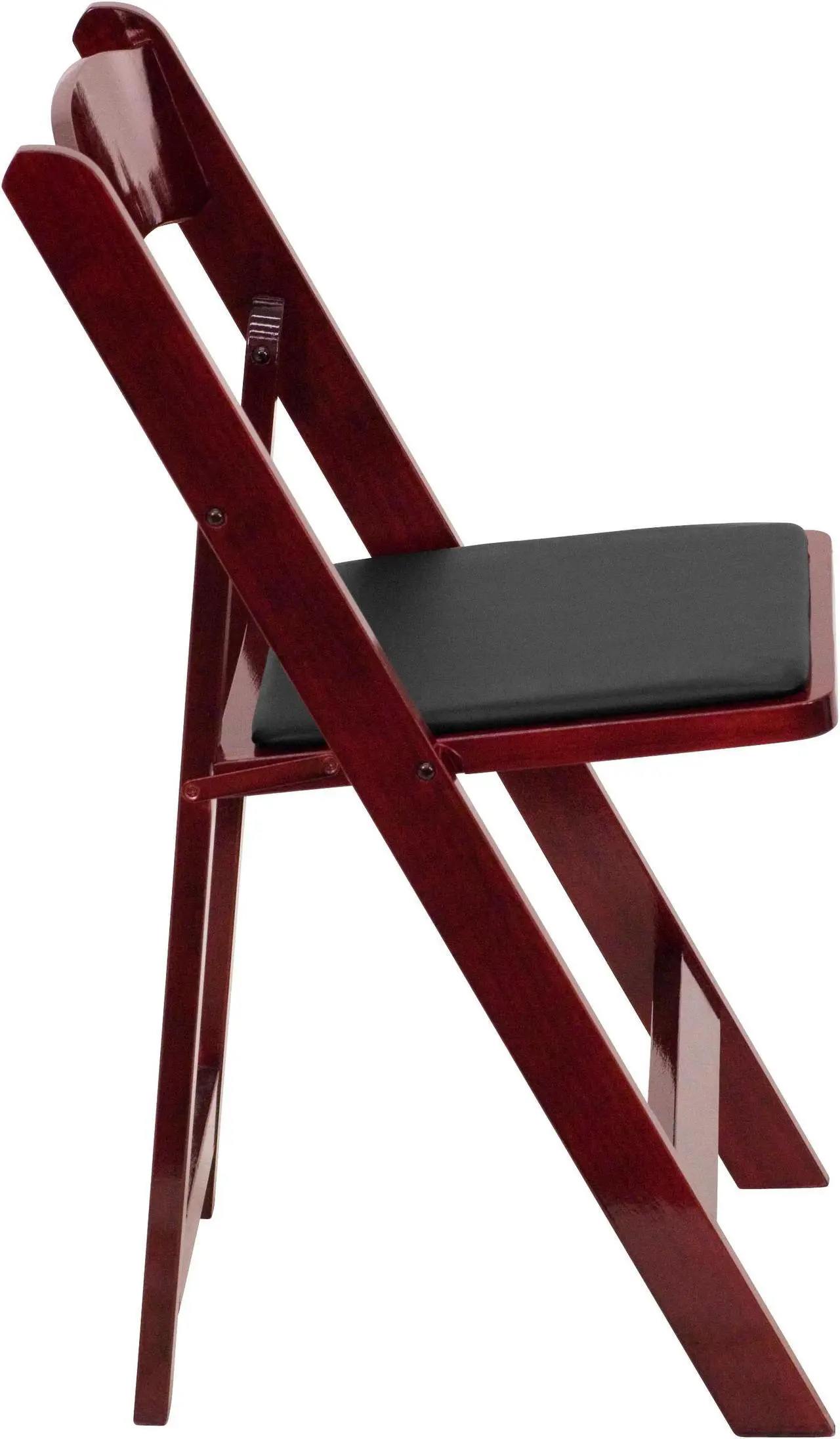 Alt view image 2 of 20 - 2 Pack HERCULES Series Mahogany Wood Folding Chair with Vinyl Padded Seat