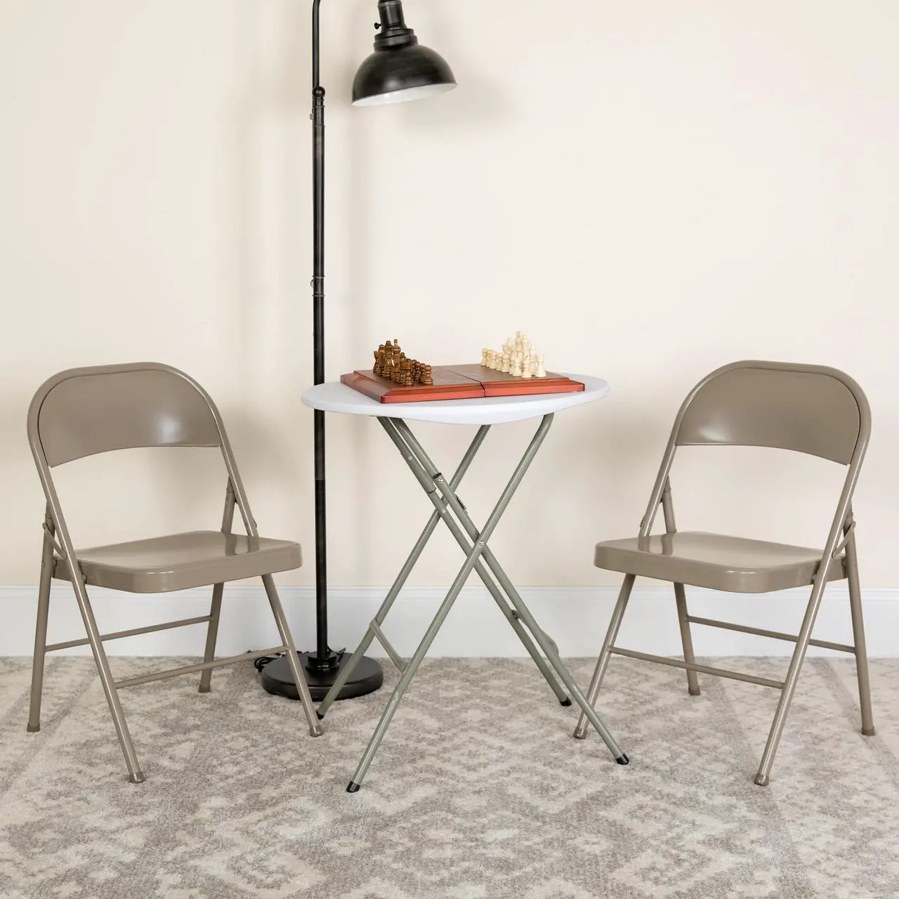 Alt view image 2 of 20 - HERCULES Series Double Braced Gray Metal Folding Chair