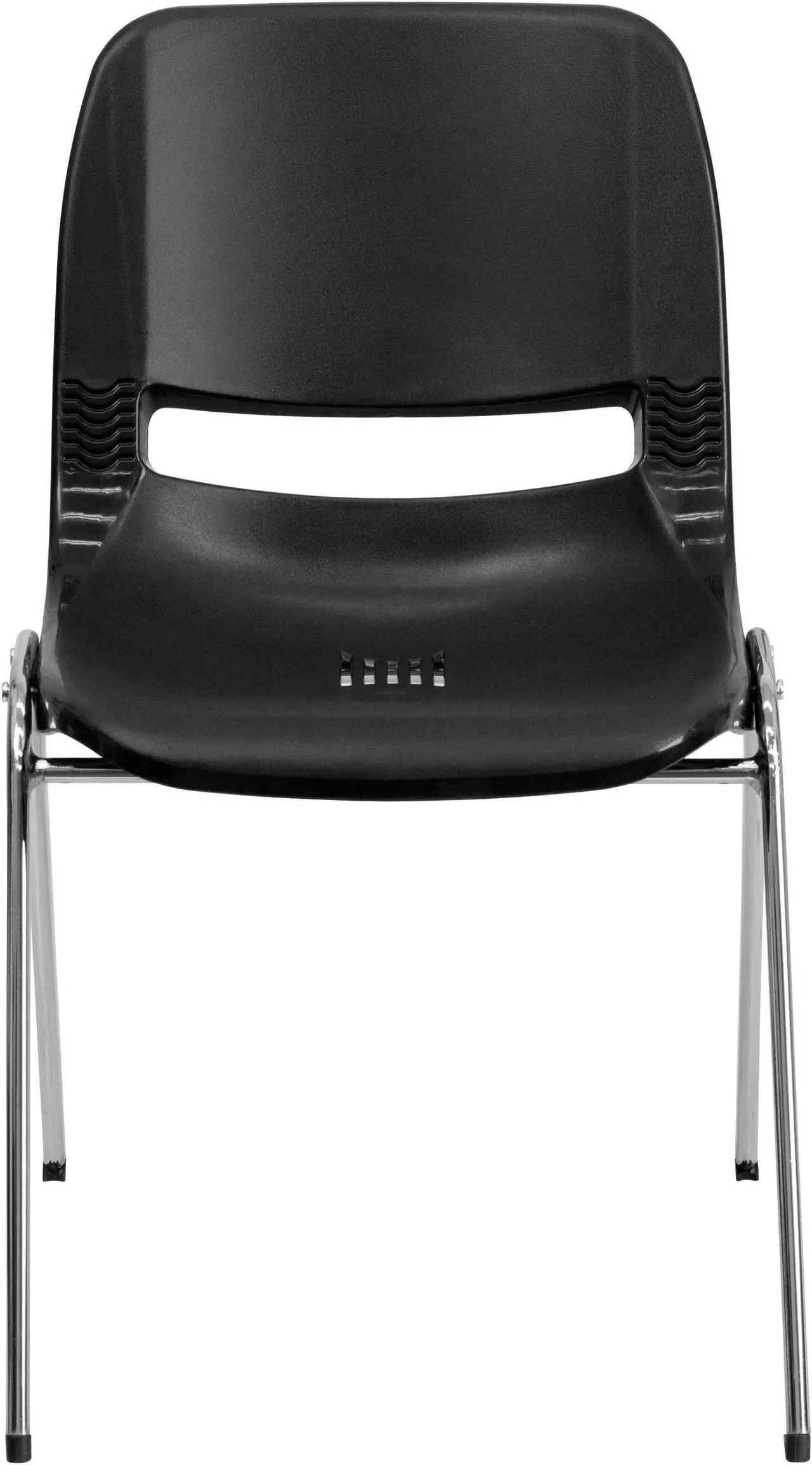 Alt view image 4 of 20 - HERCULES Series 440 lb. Capacity Kid's Black Ergonomic Shell Stack Chair with Chrome Frame and 14" Seat Height