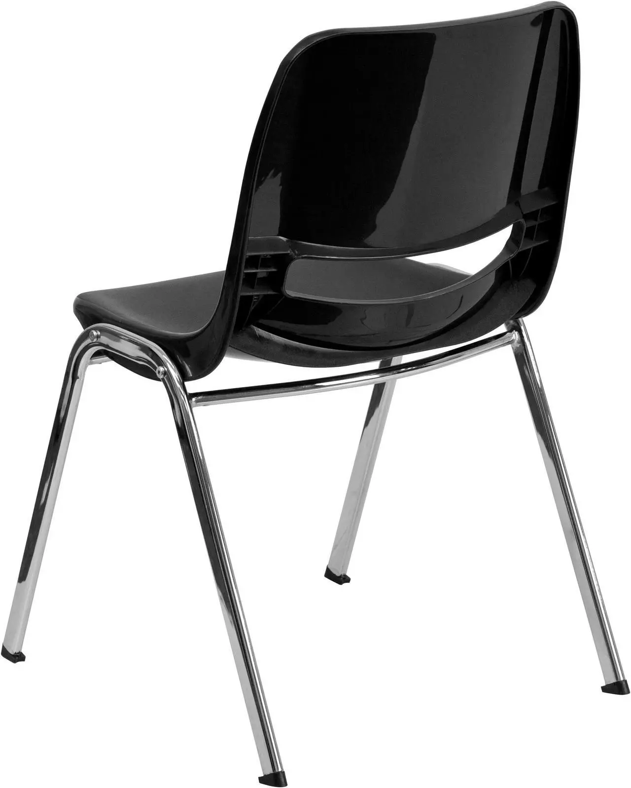 Alt view image 3 of 20 - HERCULES Series 440 lb. Capacity Kid's Black Ergonomic Shell Stack Chair with Chrome Frame and 14" Seat Height