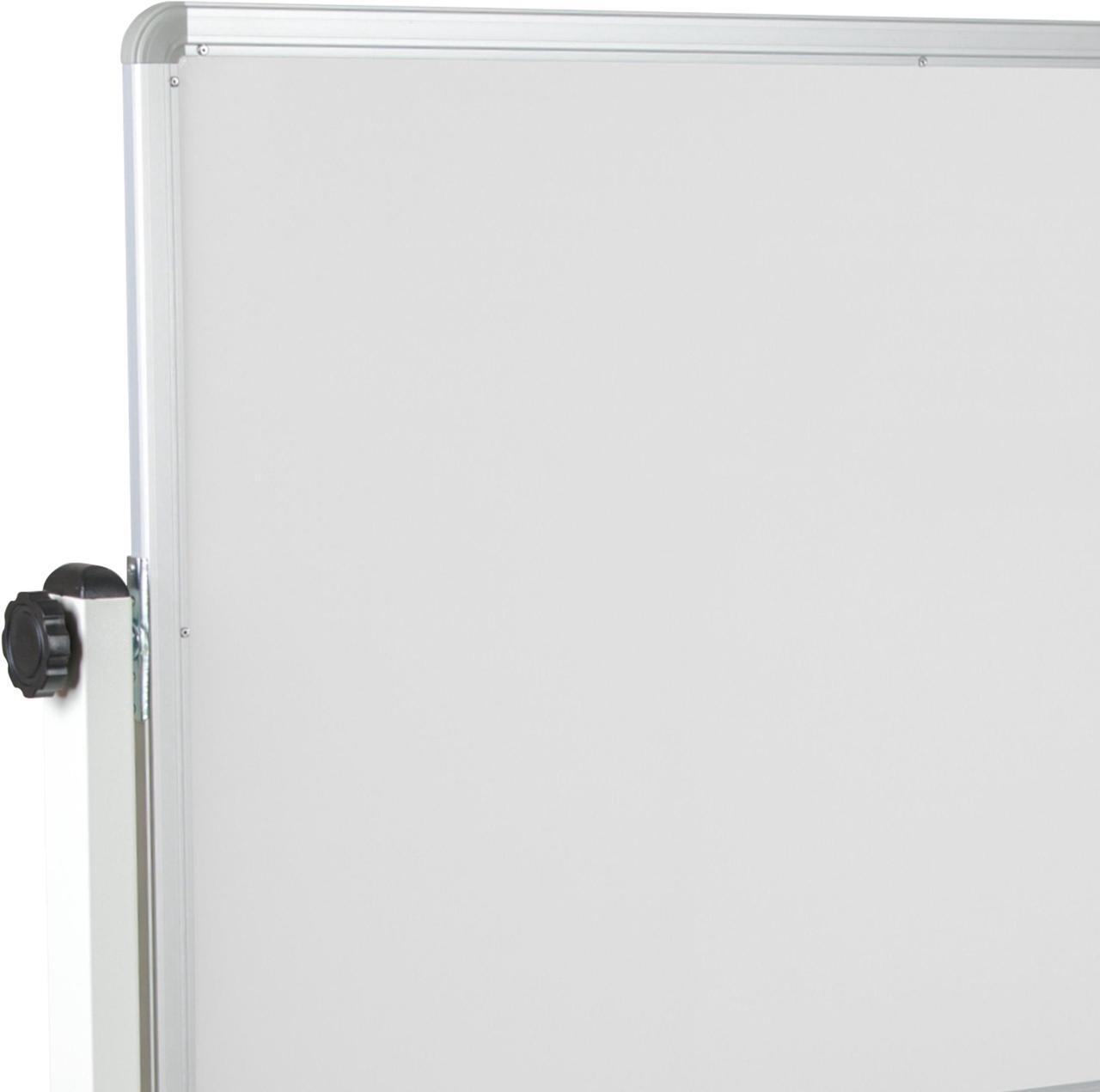 Alt view image 6 of 20 - HERCULES Series 64.25"W x 64.75"H Reversible Mobile Cork Bulletin Board and White Board with Pen Tray