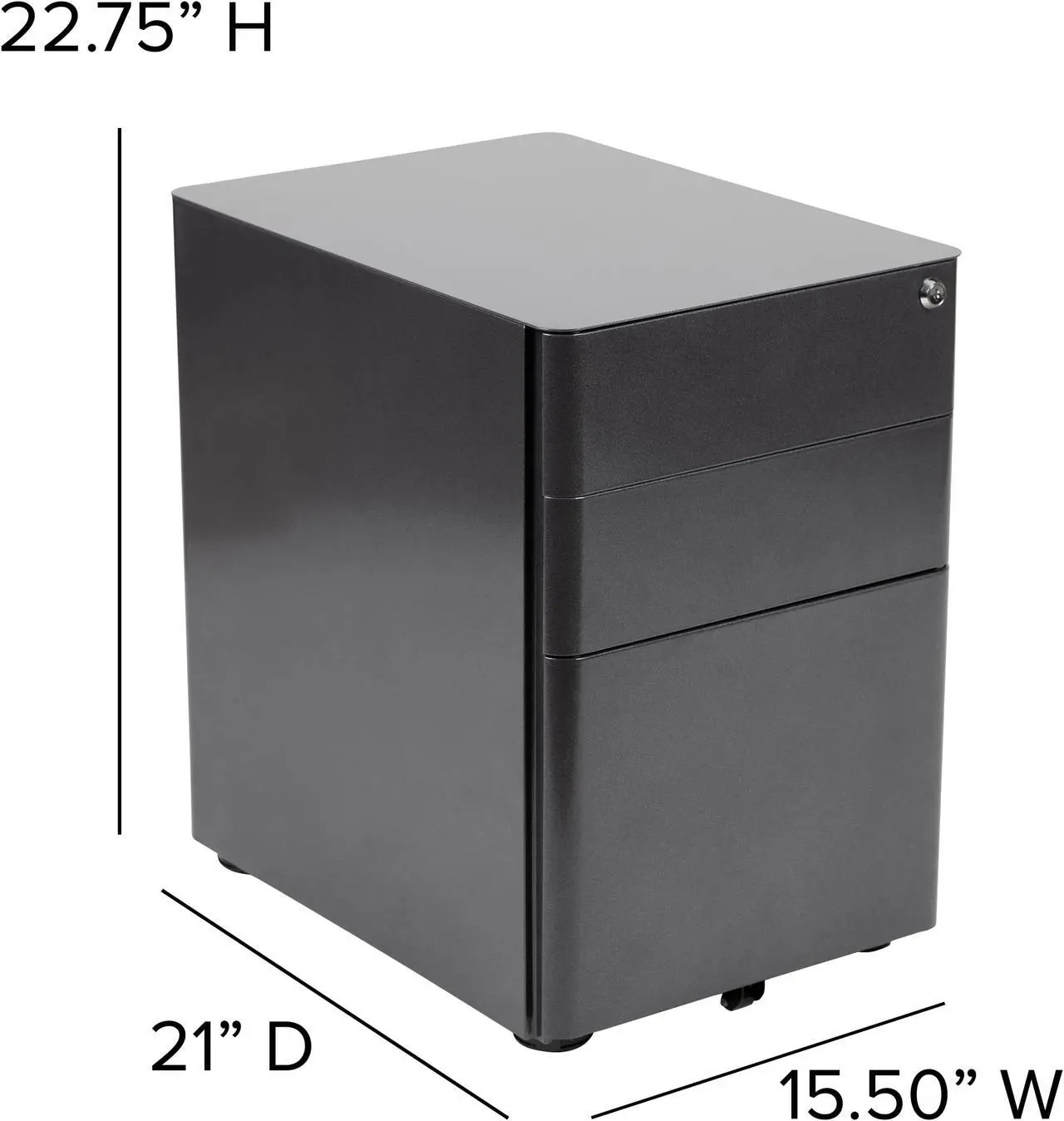 Alt view image 4 of 20 - Flash Furniture 3-Drawer Cabinet Legal & Letter Files Black 21" (HZCHPL01BK)