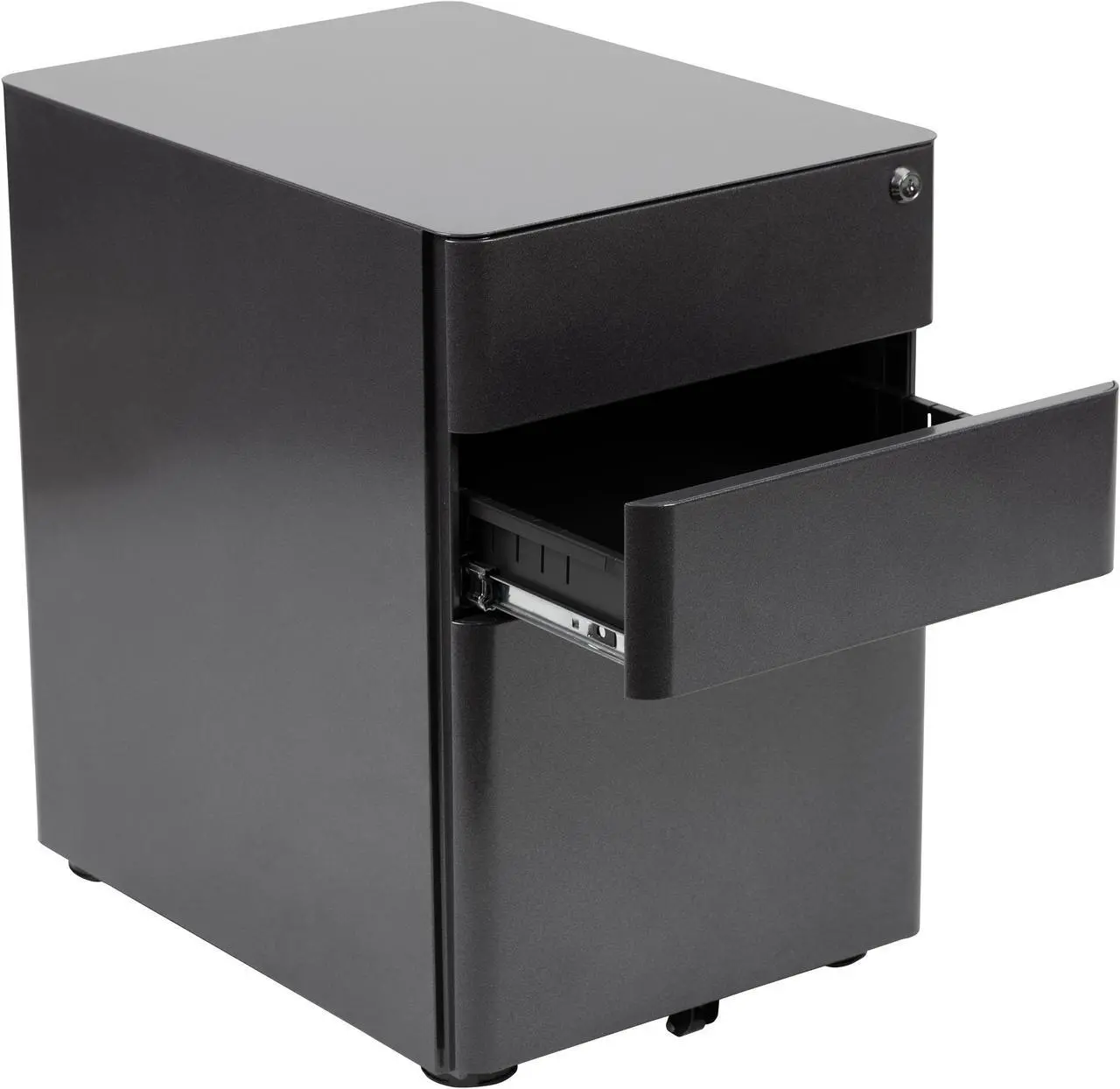 Alt view image 6 of 20 - Flash Furniture 3-Drawer Cabinet Legal & Letter Files Black 21" (HZCHPL01BK)