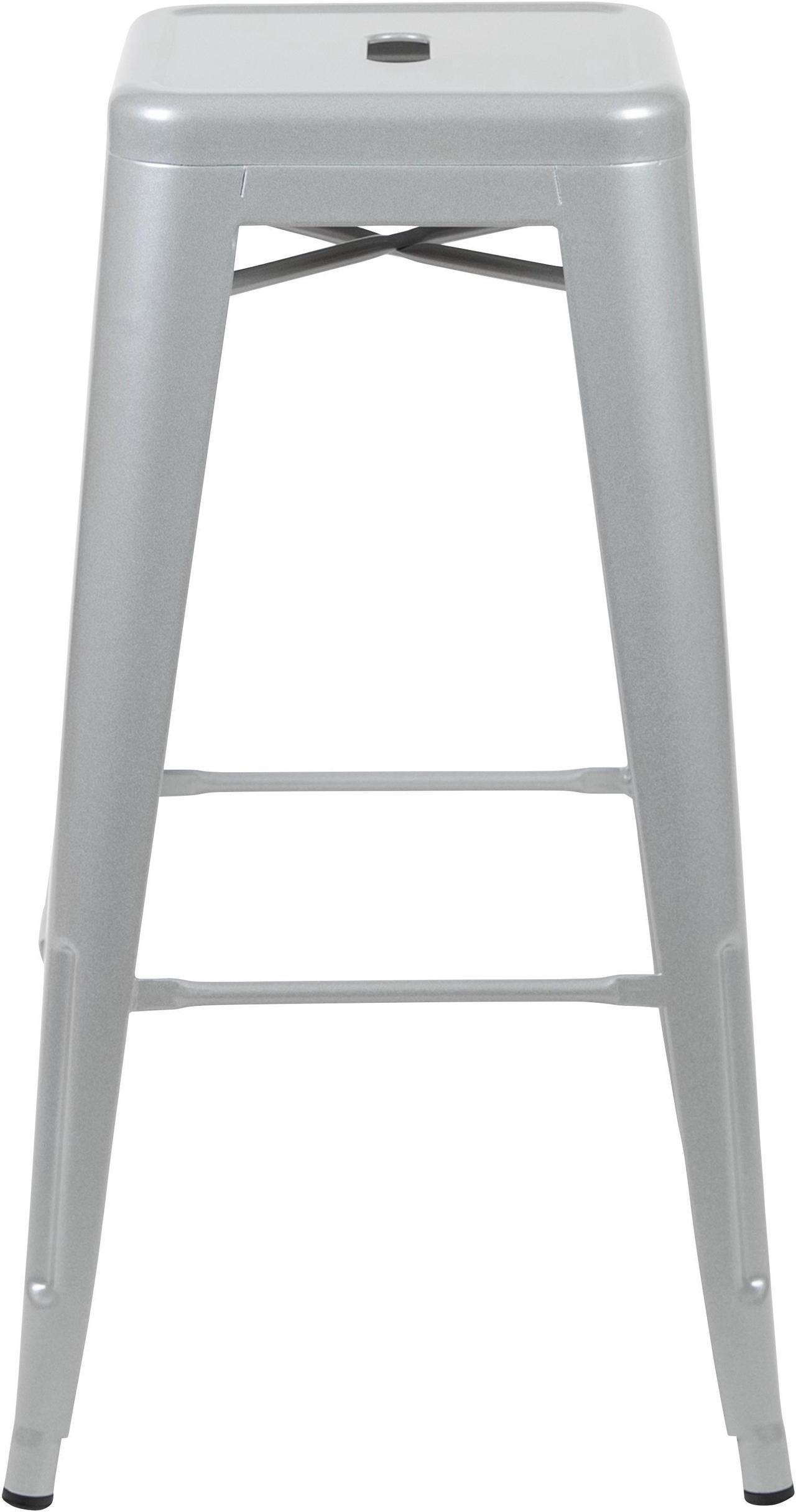 Alt view image 7 of 20 - 30" High Metal Indoor Bar Stool in Silver - Stackable Set of 4