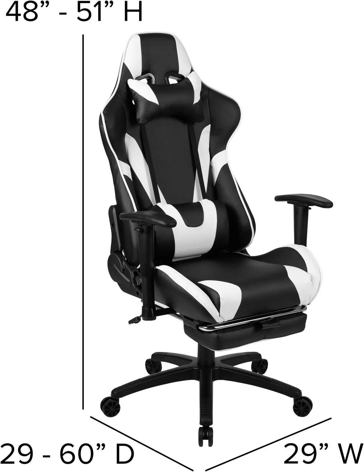 Alt view image 6 of 20 - Black Gaming Desk and Black Footrest Reclining Gaming Chair Set with Cup Holder, Headphone Hook, and Monitor/Smartphone Stand