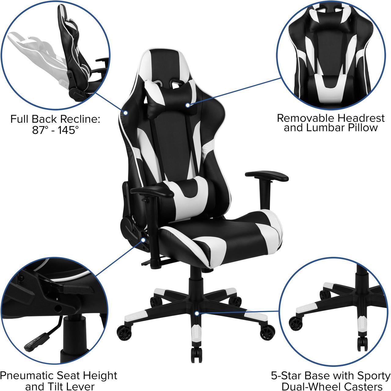 Alt view image 4 of 20 - Red Gaming Desk and Black Reclining Gaming Chair Set with Cup Holder and Headphone Hook
