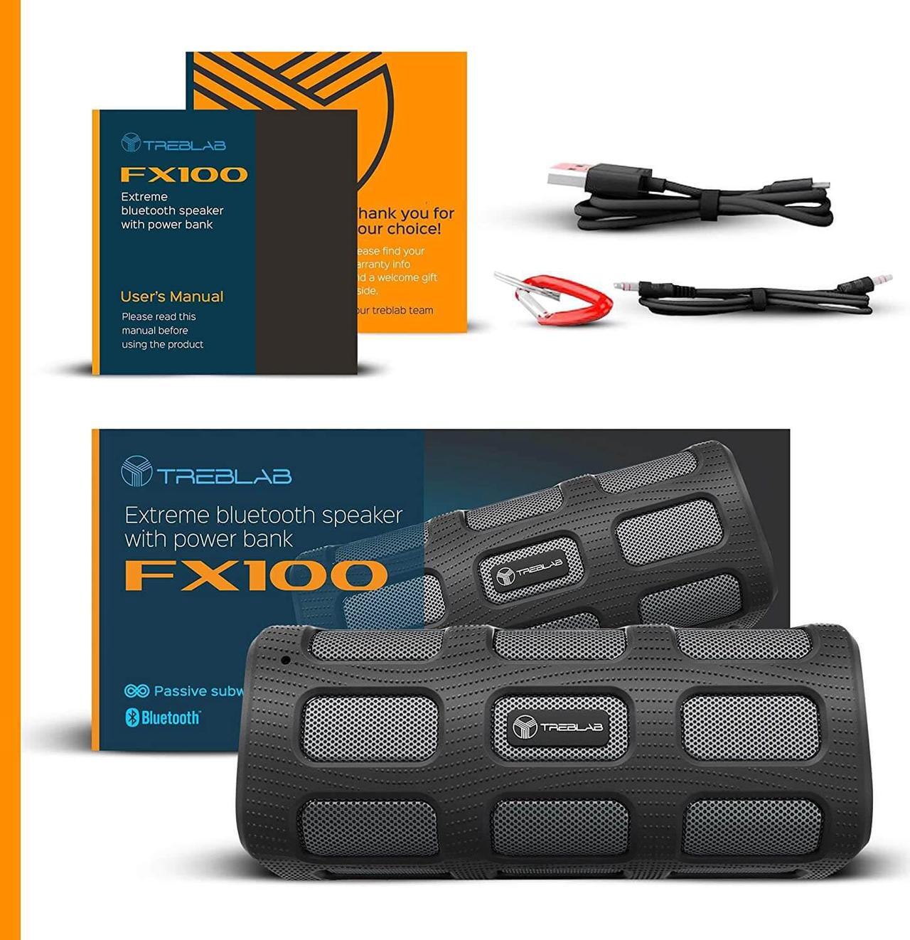 Alt view image 7 of 7 - TREBLAB FX100 Waterproof Rugged Portable Bluetooth Speaker - Shockproof, for Outdoors in All Weather, Loud, FM Mode, Portable Wireless Speaker for Travel, Golf Cart, Bike (Renewed)