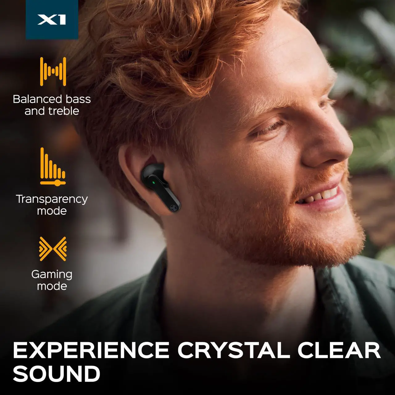 Alt view image 4 of 7 - TREBLAB X1 - True Wireless Earbuds, IPX4 Waterproof Bluetooth Earbuds with Touch Control, Voice Assistant, Transparency Mode, and Gaming Mode, Up to 24 Hour Playtime, Includes Charging Case, Black
