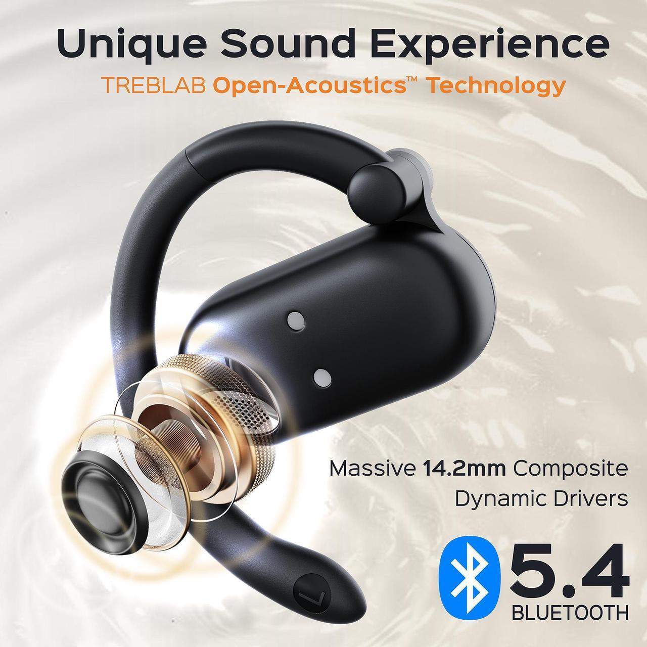 Alt view image 2 of 7 - TREBLAB X-Open - True Open Ear Wireless Earbuds, Lightweight Comfort, Behind-Ear Fit, Immersive Sound, Dual Mic for Calls, 40H Playtime, Bluetooth Headphones Open Ear for Sports, Workout, Running