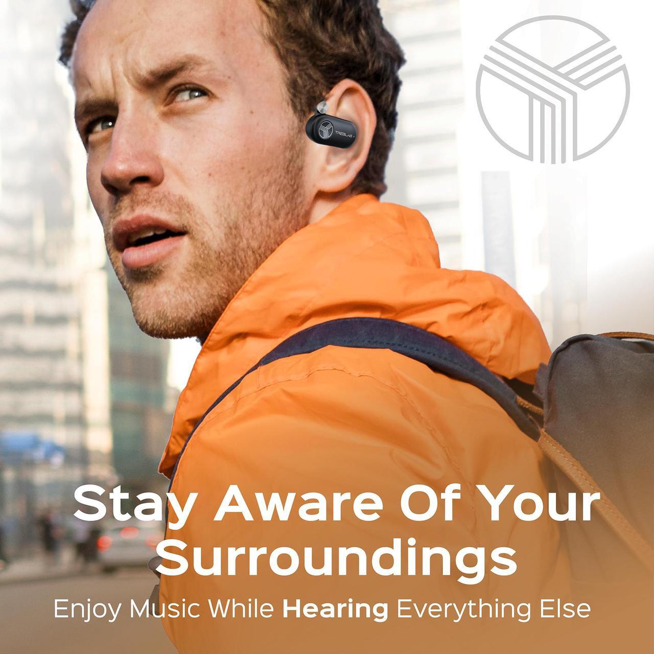 Alt view image 3 of 7 - TREBLAB X-Open - True Open Ear Wireless Earbuds, Lightweight Comfort, Behind-Ear Fit, Immersive Sound, Dual Mic for Calls, 40H Playtime, Bluetooth Headphones Open Ear for Sports, Workout, Running