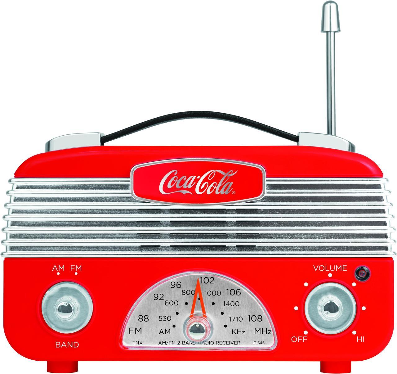 Coca-Cola Retro Desktop Vintage Style AM/FM Battery Operated Radio Red/Silver