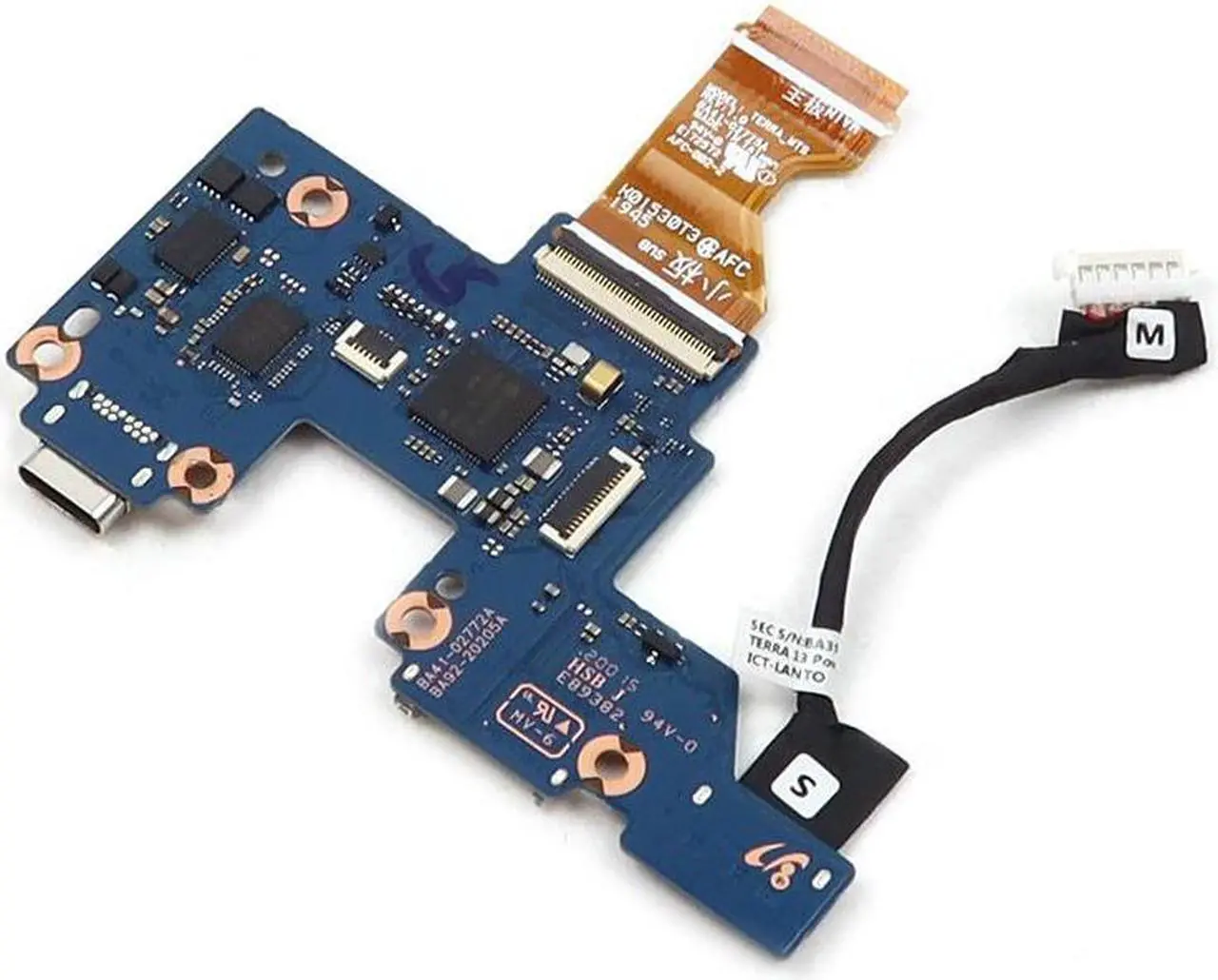 Main image of Terra_Sub Samsung Chromebook XE930QCA USB-C I/O Board With Cables BA92-20205A BA41-02772A I/O Boards- Video Audio USB IR DC TV PWR - OEM